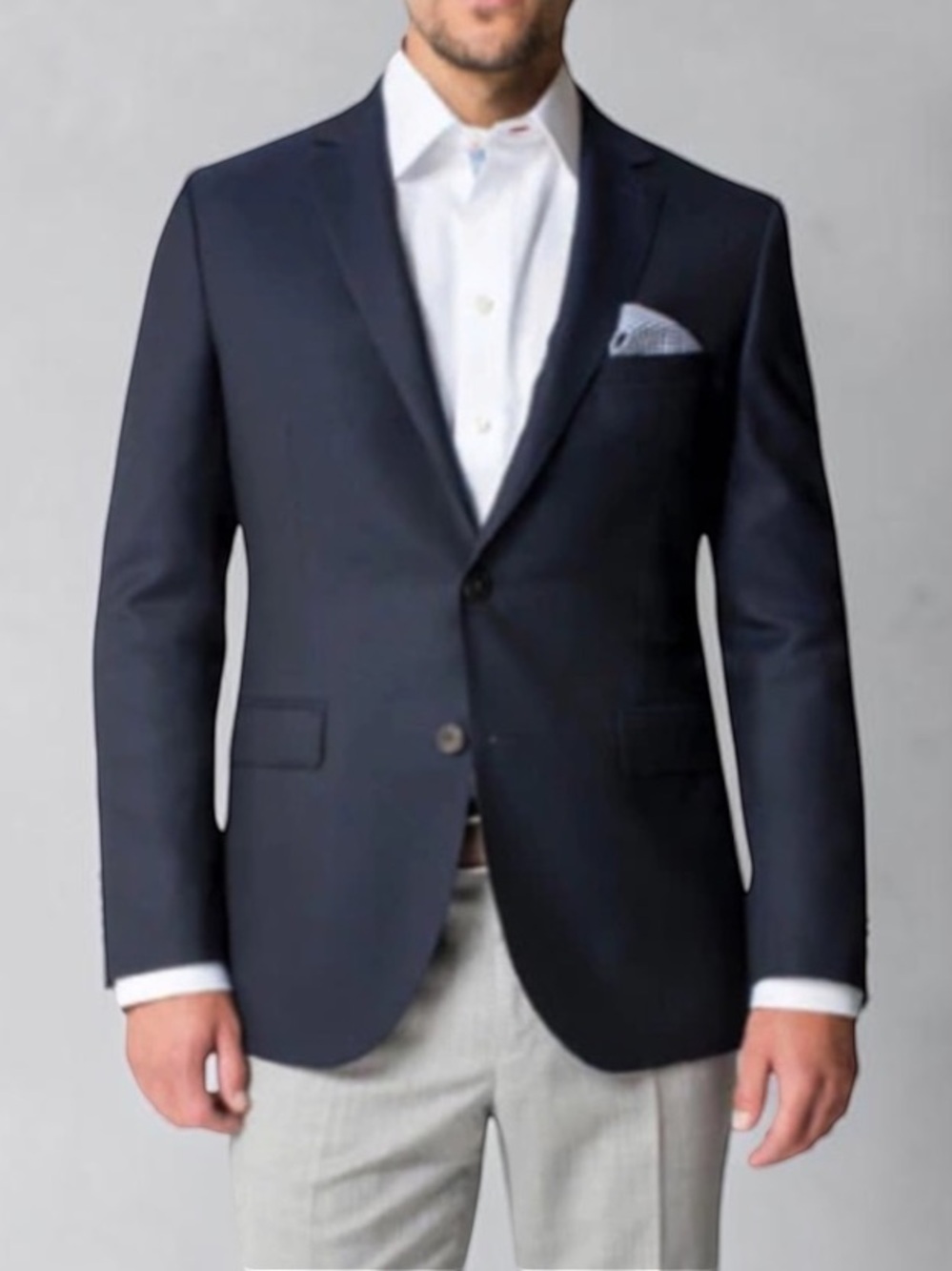 PAUL BETENLY “RONALDO" Navy Solid Slim Fit Blazer Jacket Size 42L